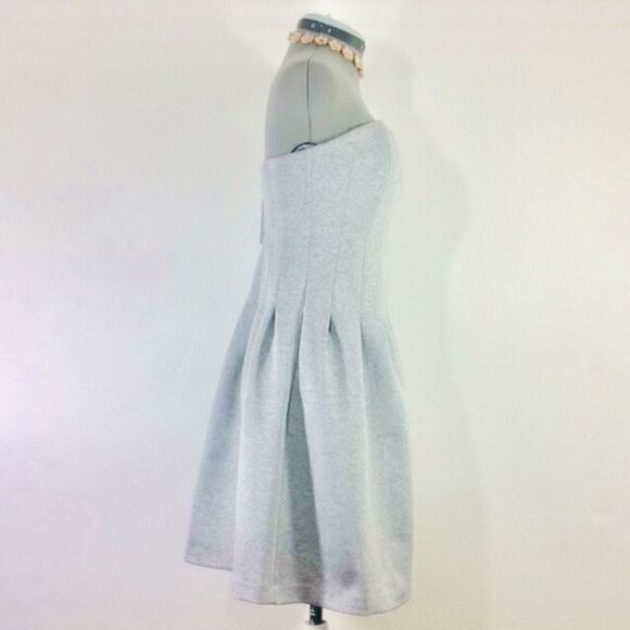 FRNCH Boutique Gray Structured Scuba Strapless Pleated A Line Dress- NEW - Picture 3 of 8